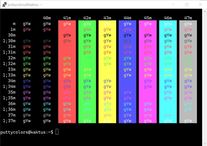 Dark Pastel PuTTY color scheme - full preview