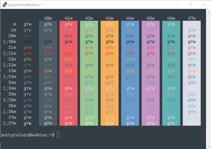 Mariana PuTTY color scheme - full preview