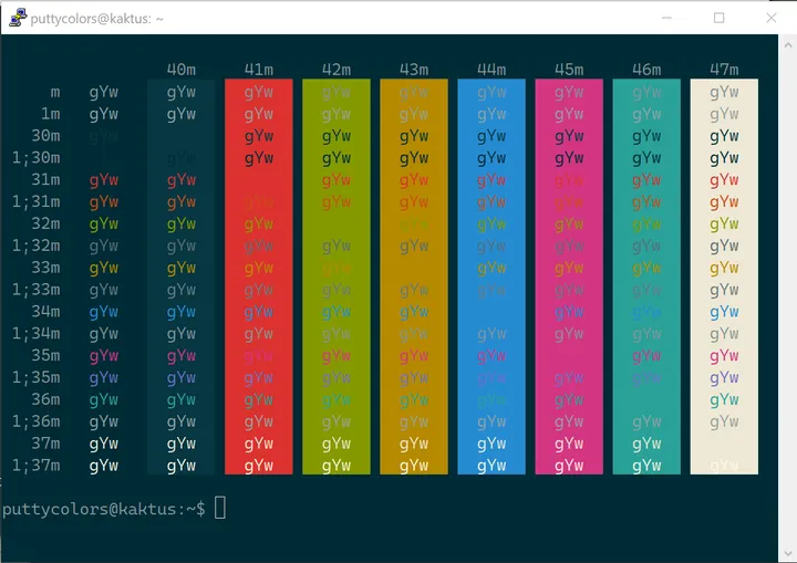 Solarized Dark PuTTY color scheme - full preview